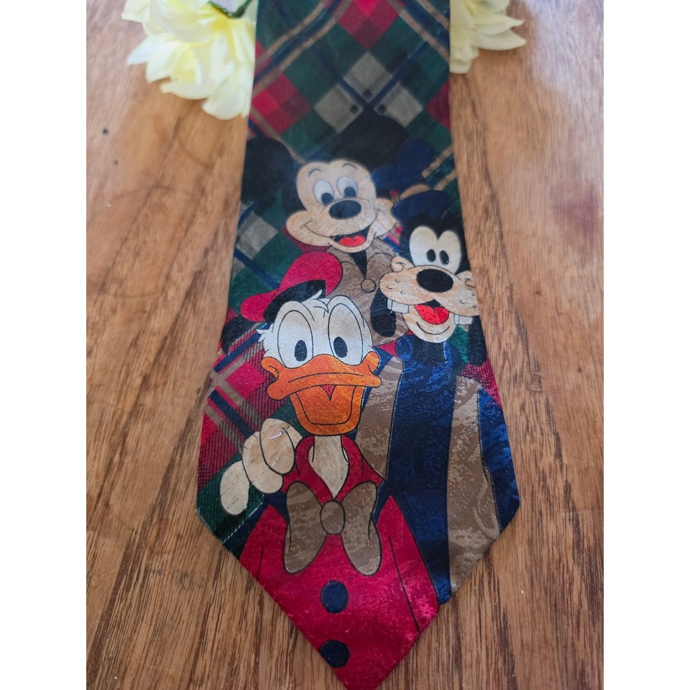 Vintage 90s Disney Mickey Unlimited Plaid Tie